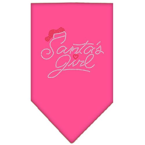 Santa's Girl Rhinestone Bandana Bright Pink Small